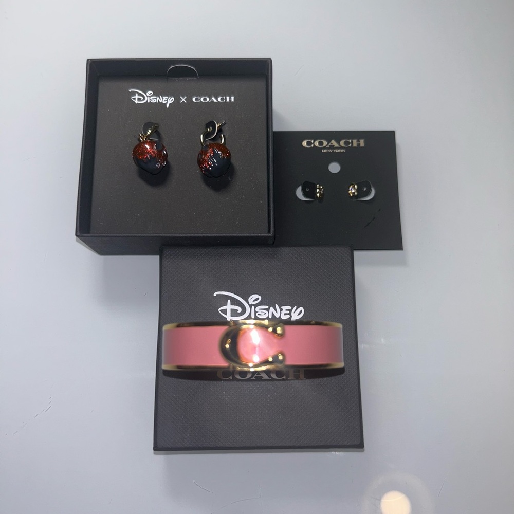 Coach Pink Enamel Cuff Bracelet with Gold-Tone 'C' Accent - Picture 4 of 12